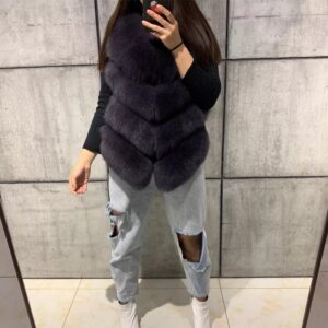 Futrzana kamizelka z futra naturalnego z lisa XXL