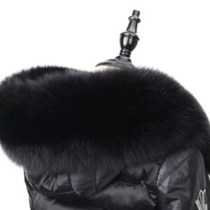 Futrzane obszycie do kaptura z lisa naturalnego w kolorze czarnym długość 80 cm