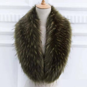 Kołnierz z futra jenota naturalnego 120cm Butelkowa zieleń