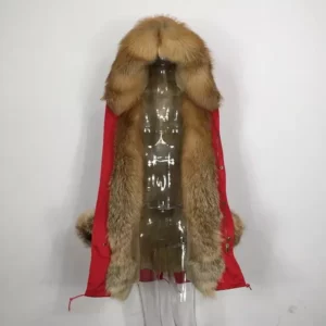 Parka damska obszyta naturalnym futrem lisa r. L