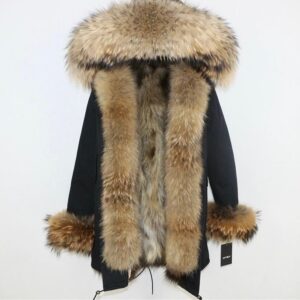 Zimowa parka damska obszyta naturalnym futrem 2XL